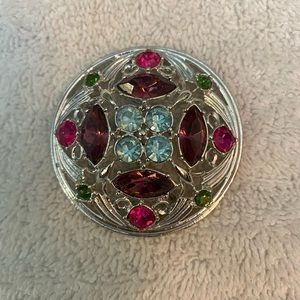 Vintage Sarah Coventry Silver Tone Purple, Pink, Green and Light Blue Rhinestone